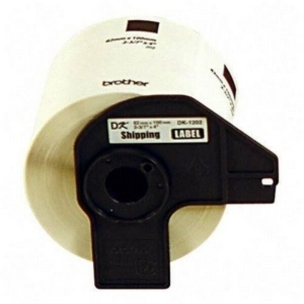 Etiqueta blanca de papel Brother DK1202 - 300 etiquetas de 62 mm de ancho x 100 mm de largo. Impresión en negro. QL800 / QL810W / QL1110NWB.