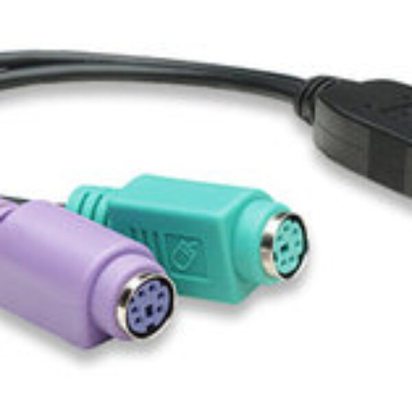 Convertidor USB a PS2 MANHATTAN - 2x Mini DIN 6 pin (PS/2), Negro
