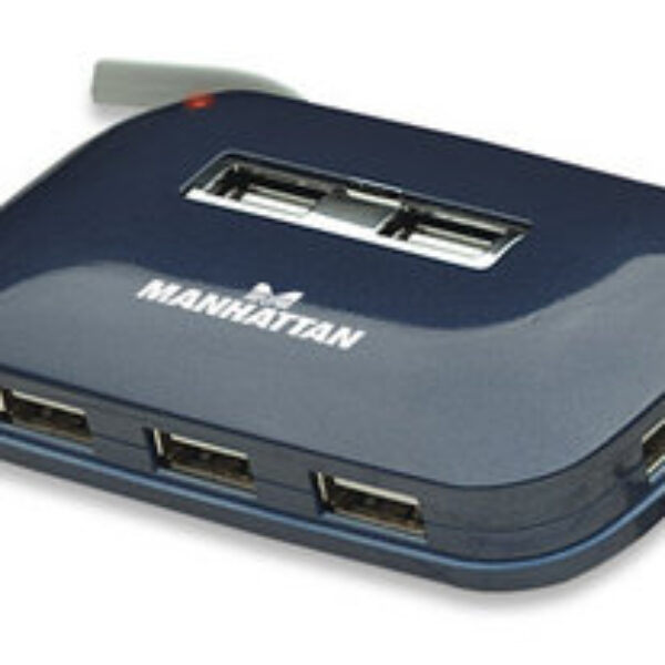 Hub USB MANHATTAN 161039 - USB 2.0, Azul, 7 puertos