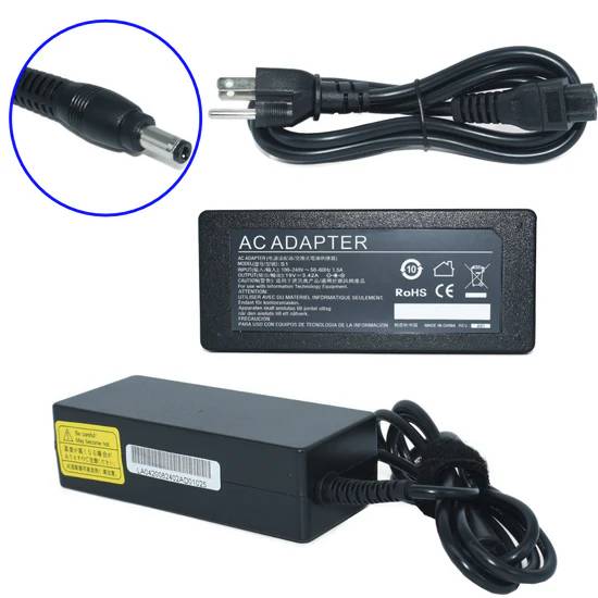 Cargador para Laptop GENERICO Adaptador de Corriente 65W 19V-3.42A AC-Toshiba Negro