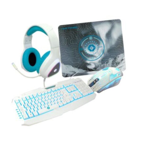 Kit 4en 1 Gamer VORTRED V-930457 Blanco/Cian